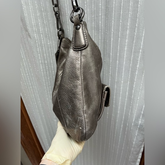 🔆Coach Kristen Metallic Bronze Leather Hobo Shoulder Bag Handbag Purse